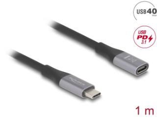 Kabel DELOCK, USB-C 4.0 (M) na USB-C (Ž), 1m, črni