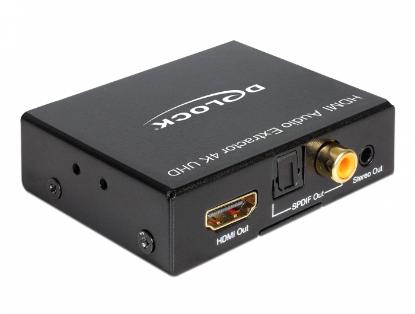 razdelnik audio signala DELOCK, 1x IN HDMI-A 19 pin (Ž) na 1x HDMI-A 19 pin (Ž), 1x 3.5MM, 1x Toslink (Ž), 1x RCA (Ž), 4K 30Hz