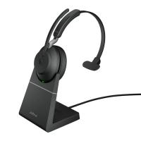 slušalke JABRA Evolve2 65 MS, Link380a, on-ear, Mono, USB, BT, stalak, črne