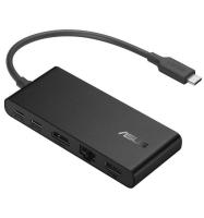 Docking postaja ASUS DC201 Dual, USB-C na USB-A, 2x USB-C, 4K 60Hz HDMI, LAN, 100W PD, črne barve