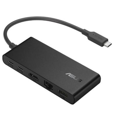 Docking postaja ASUS DC201 Dual, USB-C na USB-A, 2x USB-C, 4K 60Hz HDMI, LAN, 100W PD, črne barve