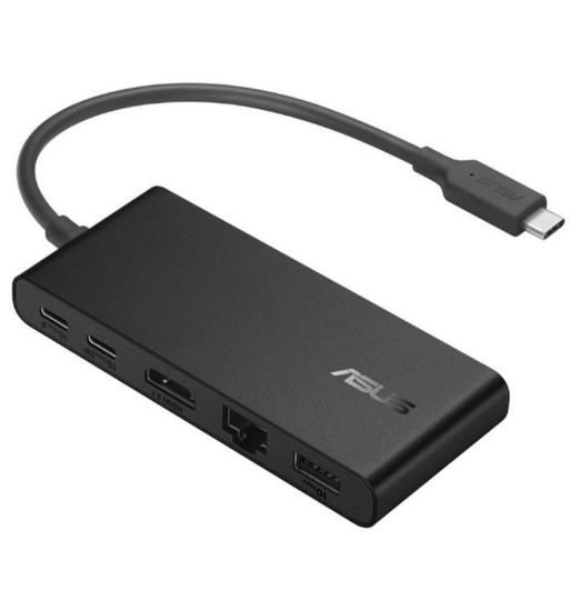Docking postaja ASUS DC201 Dual, USB-C na USB-A, 2x USB-C, 4K 60Hz HDMI, LAN, 100W PD, črne barve