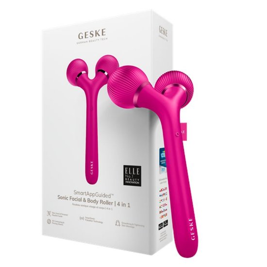 Uređaj za njegu lica i tijela GESKE Sonic Facial & Body Roller, 4u1, magenta