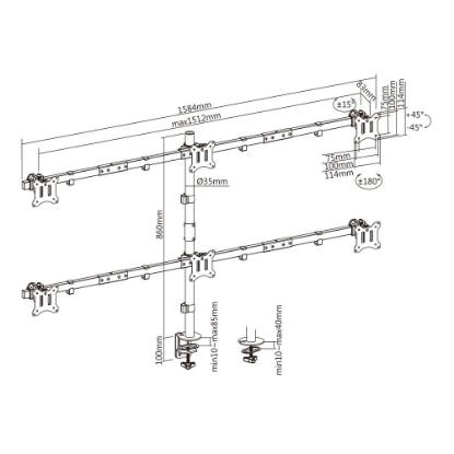 Stojalo za monitor SBOX LCD-352/6-2