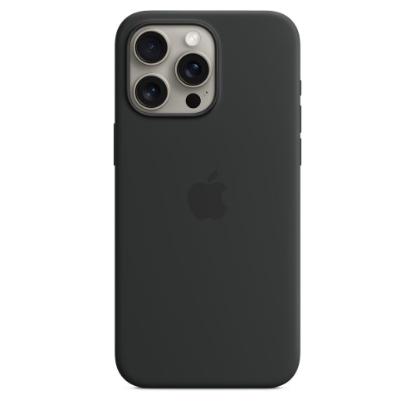 Ovitek APPLE Silicone Case, za iPhone 15 Pro Max, MagSafe, črni
