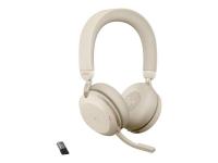 Slušalke JABRA Evolve2 75 Link380a MS, on-ear, stereo, USB-A, BT, bež