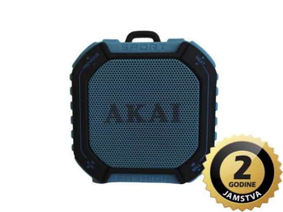 Prijenosni Bluetooth zvučnik AKAI ABTS-B7, 3W, FM, BT, microSD, vodootporan, baterija, plavi