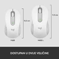 Miška Logitech M650L, brezžični, optični, 4000dpi, USB, BT, beli