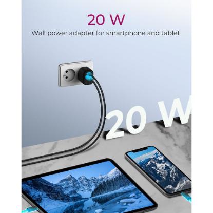 Polnilec ICY BOX IB-PS102-PD, 20W, PD, QC 3.0, USB-A, USB-C, črni