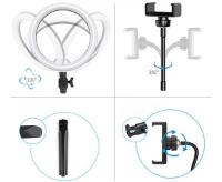 Selfie tripod MANTA, s svjetlosnim prstenom, 19cm, crni