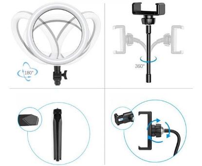 Selfie tripod MANTA, s svjetlosnim prstenom, 19cm, crni