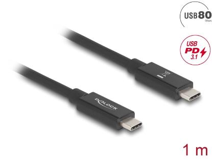 Kabel DELOCK, USB-C 3.2 (M) na USB-C (M), 1m, črni