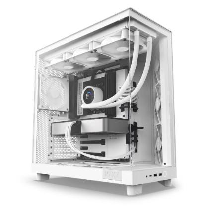 Ohišje NZXT H6 Flow, ATX, steklo, belo, brez napajalnika.