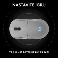 Miška LOGITECH Pro 2 Lightspeed, RGB, optični, brezžični, 32000dpi, beli