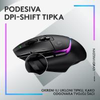 Miš LOGITECH Gaming G502 X Plus RGB, optični, 25000dpi, brezžični, črni, USB