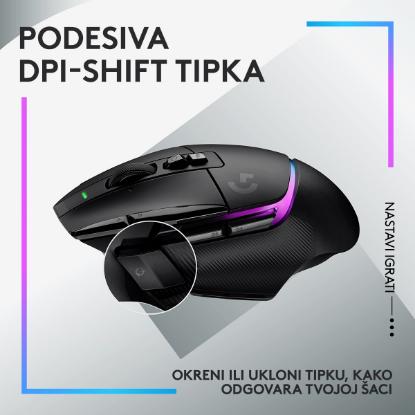Miš LOGITECH Gaming G502 X Plus RGB, optični, 25000dpi, brezžični, črni, USB