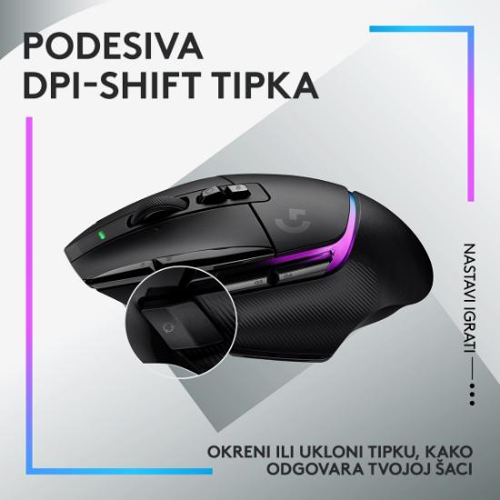 Miš LOGITECH Gaming G502 X Plus RGB, optični, 25000dpi, brezžični, črni, USB
