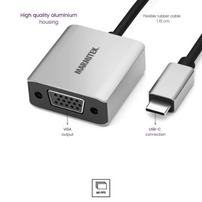 Adapter MARMITEK, USB-C(M) na VGA(Ž), srebrni