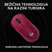 Miška LOGITECH Pro 2 Lightspeed, RGB, optički, bežični, 32000dpi, rozi