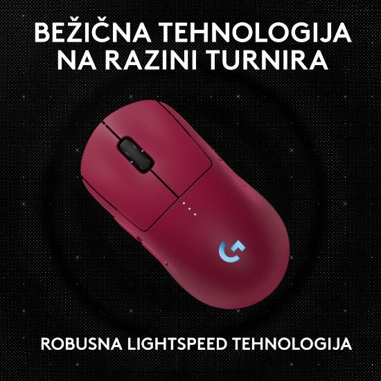 Miška LOGITECH Pro 2 Lightspeed, RGB, optički, bežični, 32000dpi, rozi