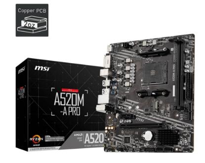 Matična plošća MSI A520M-A PRO, AMD A520, DDR4, mATX, s. AM4