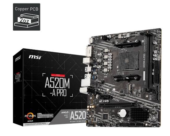 Matična plošća MSI A520M-A PRO, AMD A520, DDR4, mATX, s. AM4