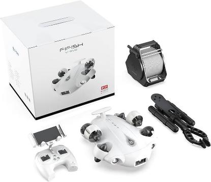 Podvodni dron QYSEA Fifish V-EVO R-SD, 4K kamera, SD utor, 360° kretanja, robotska ruka, bijeli