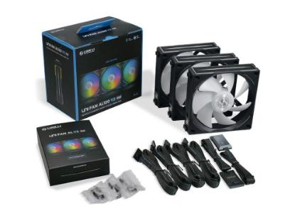Ventilator LIAN LI Uni Fan AL120 V2 RGB PWM, 120mm, črni, 3 ventilatorja, kontroler