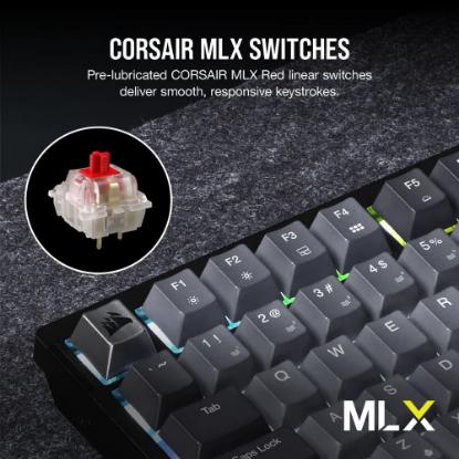 Tipkovnica CORSAIR K65 Plus Wireless, mehanička, brezžična, Corsair MLX Red, US Layout, USB, črna