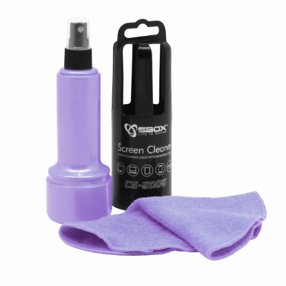 Sredstvo za čišćenje SBOX CS-5005, za čišćenje ekrana mikrofiber krpicom, 150ml, ljubičasto