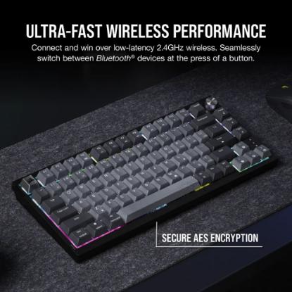 Tipkovnica CORSAIR K65 Plus Wireless, mehanička, brezžična, Corsair MLX Red, US Layout, USB, črna