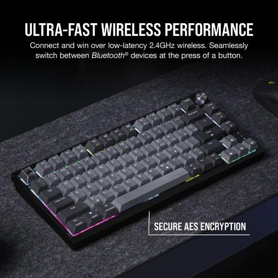 Tipkovnica CORSAIR K65 Plus Wireless, mehanička, brezžična, Corsair MLX Red, US Layout, USB, črna