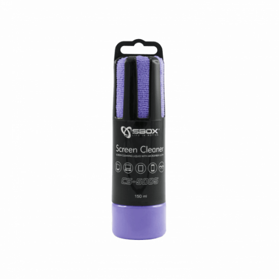 Sredstvo za čišćenje SBOX CS-5005, za čišćenje ekrana mikrofiber krpicom, 150ml, ljubičasto