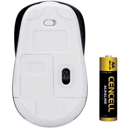 Miška MANHATTAN Dual-mode, optički, 1600dpi, bežični, USB, bijelo-črni