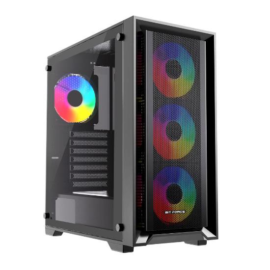 Ohišje BIT FORCE VOLTRON ARGB-4, MIDI, ATX, RGB, črno, window, bez napajalnika