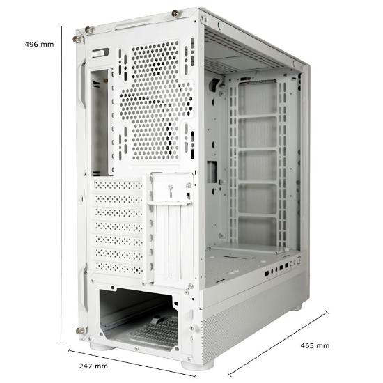 Ohišje LC POWER 900W Lumaxx Light ARGB, MIDI, ATX, belo, 7 ventilatora, bez napajalnika