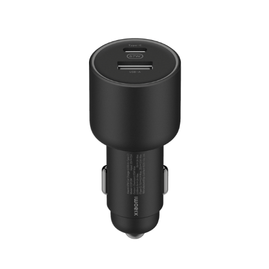 Avto polnilec XIAOMI 67W, USB-A i USB-C, črni