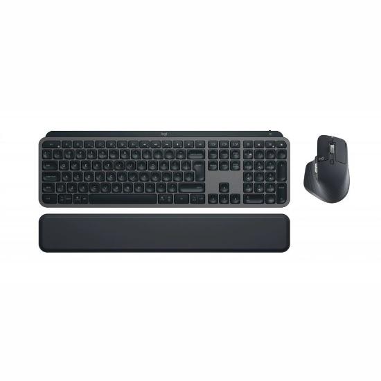 Tipkovnica + Miška LOGITECH MX Keys S Combo, brezžični, US razpored, siva