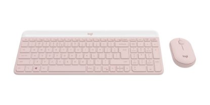 Tipkovnica + miška LOGITECH MK470 Slim Wireless, brezžična, roza