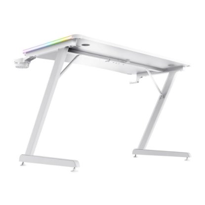 Gaming miza TRUST GXT 709W Luminus, RGB, beli