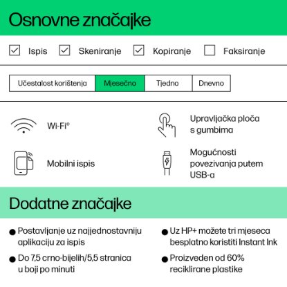 Multifunkcijski Tiskalnik HP DeskJet 2822e, 588R4B, Tiskalnik/scanner/copy, 1200dpi, Wi-Fi, USB, beli, Instant Ink