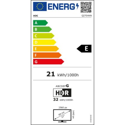 Monitor 27" AOC Q27G4XN, QHD, VA, 180Hz, Adaptive Sync, 1ms, 250cd/m2, 3000:1, črni