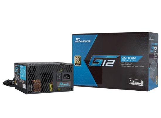 Napajlnik 550W SEASONIC G12-GC-550, ATX, 120mm vent., 80+ Gold, črno