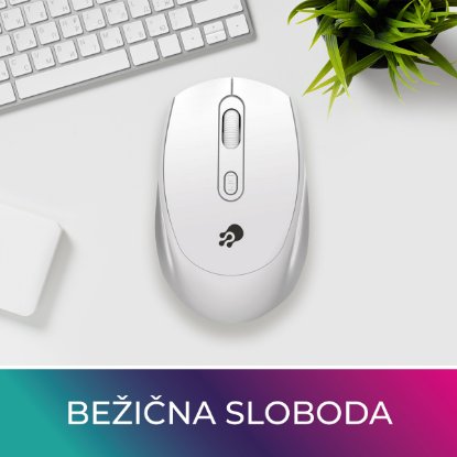 Miška OCTIO M302W, optički, bežični, 1600dpi, beli