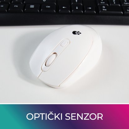 Miška OCTIO M302W, optički, bežični, 1600dpi, beli