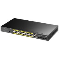 Preklopnik CUDY GS2028PS4, 10/100/1000 Mbps, 24-portni, črn