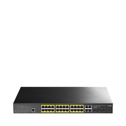 Preklopnik CUDY GS2028PS4, 10/100/1000 Mbps, 24-portni, črn