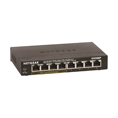 Switch NETGEAR GS308P, 8-portno Gigabit stikalo, 10/100/1000 Mbps, kovinsko ohišje, 4x PoE