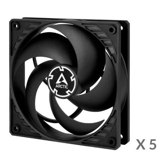 Ventilator ARCTIC P12 PWM PST, 120 mm, 1800 vrt/min, 5-pack, črni