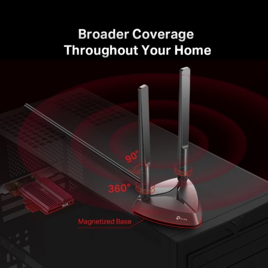 Omrežni adapter TP-LINK AX3000 Archer TX3000E, brezžični Dual-Band Wi-Fi 6 BT5.0 PCI-E adapter, 574 Mbps / 2402 Mbps (2,4 GHz / 5 GHz), 802.11ax/ac/n/a/g/b, 2× 5 dBi anteni